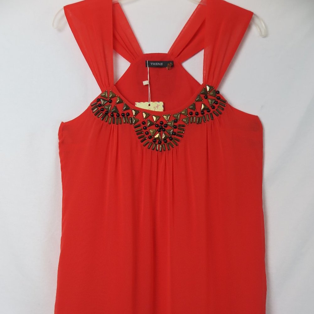 NWT Theme Coral Embellished Sleeveless Smock Top Size S